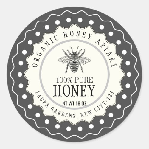 Honey Bee Seller Apiarist  Vintage Black  Classic  Classic Round Sticker