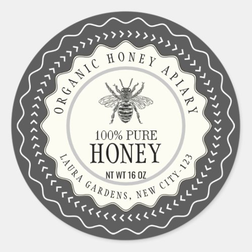 Honey Bee Seller Apiarist  Vintage Black  Classic Round Sticker