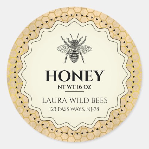 Honey Bee Seller Apiarist  Vintage Gold Classic Round Sticker