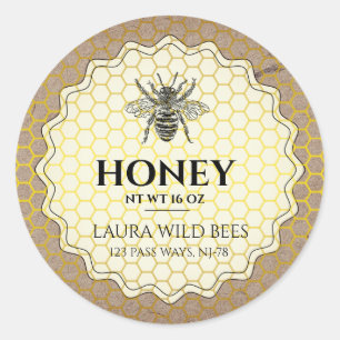 Honey Bee Seller Apiarist  Vintage Gold Classic Round Sticker