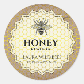 Honey Bee Seller Apiarist Vintage Gold Classic Round Sticker