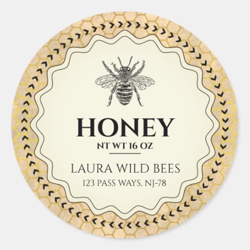Honey Bee Seller Apiarist  Vintage Gold Classic Round Sticker