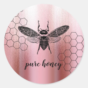 Honey Bee Seller Apiarist Vintage Rose Gold Classic Round Sticker