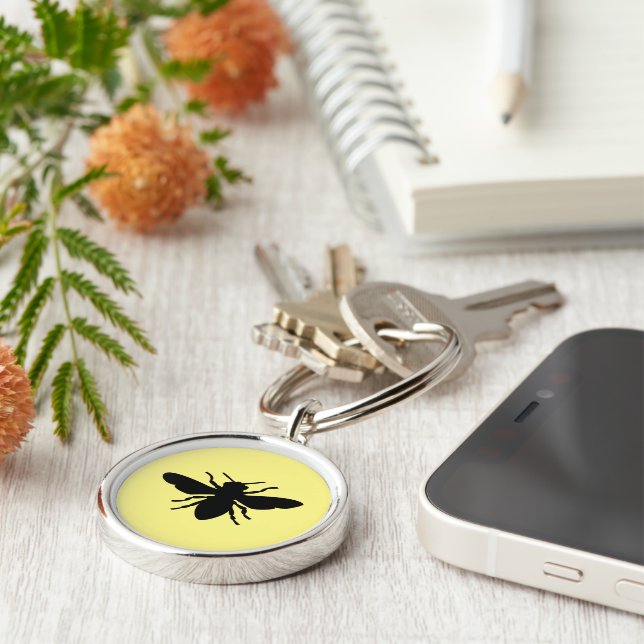 Honey Bee Silhouette  Keychain (Side)