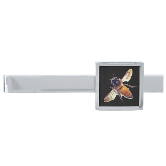 Honey bee silver finish tie bar (Front)