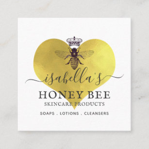 Honey Bee Skincare Gold Foil On White Business Car Square Business Card