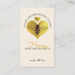 Honey Bee Skincare Products Gold Heart Bee Logo Business Card