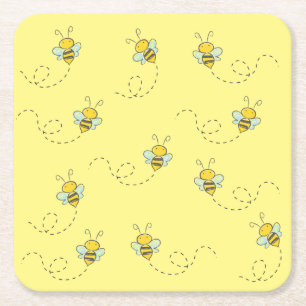 Honey Bee Square Paper Coaster