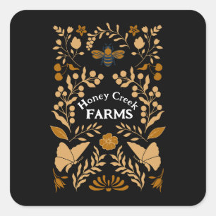 Honey Bee Stickers or Labels Black and Gold