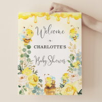 Honey Bee Summer Yellow Floral Baby Shower Welcome