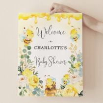 Honey Bee Summer Yellow Floral Baby Shower Welcome Poster