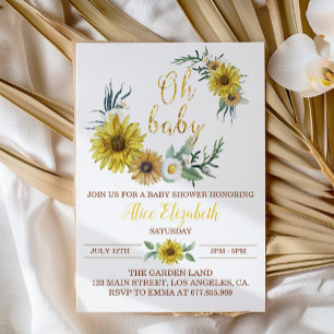 Honey Bee Sunflower Baby Shower Invitation