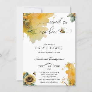 Honey Bee Sunflower Bee Baby Shower Invitation
