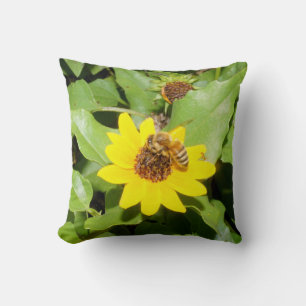 Honey bee Sunflower Pillow
