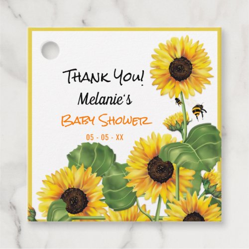 Honey Bee Sunflower Thank You Favor Tags
