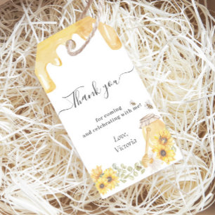 Honey Bee Sunflowers Gender Reveal Thank You Gift Tags