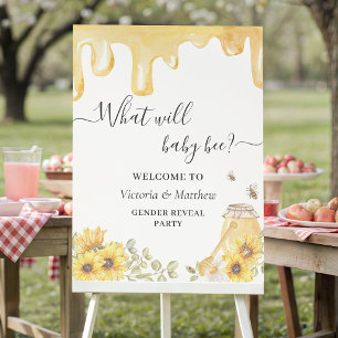 Honey Bee Sunflowers Gender Reveal Welcome Foam Board