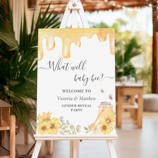 Honey Bee Sunflowers Gender Reveal Welcome Foam Board (Creator Uploaded)