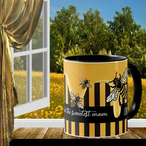 Honey Bee Sweet Striped Mothers Day Mug