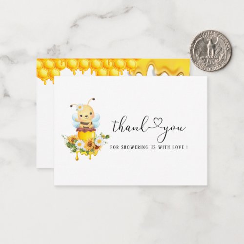 Honey Bee Sweet Yellow Floral Sunflower Watercolor Note Card