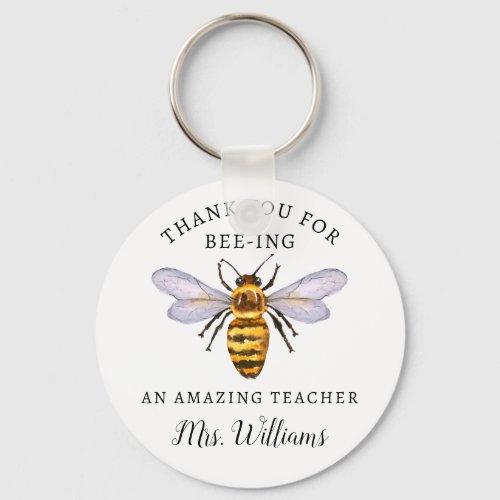 Honey Bee Teacher Appreciation Name Keychain