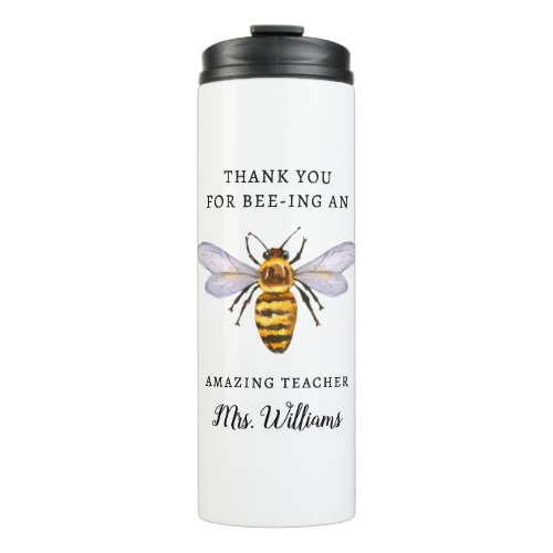 Honey Bee Teacher Appreciation Name Thermal Tumbler