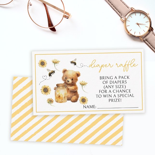 Honey bee teddy bear baby shower diaper raffle enclosure card (Creator Uploaded)