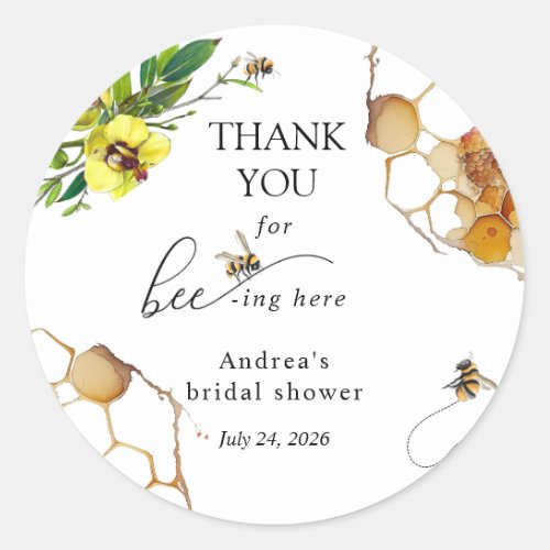 Honey Bee  Thank You Favor Classic Round Sticker
