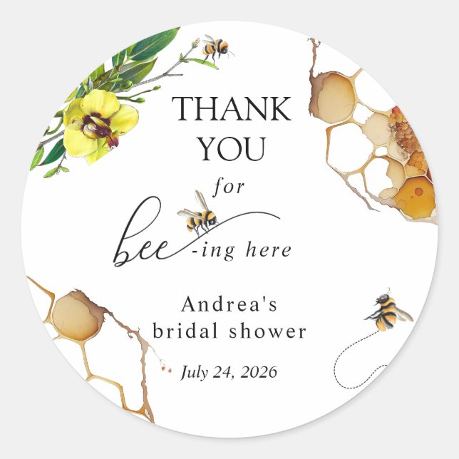 Honey Bee | Thank You Favor Classic Round Sticker (Front)