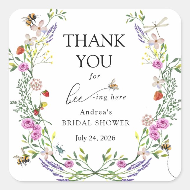 Honey Bee | Thank You Favor Square Sticker (Front)