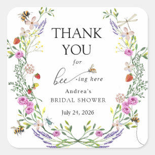 Honey Bee Thank You Favor Square Sticker
