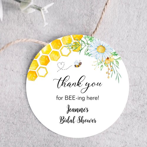 Honey Bee Thank you for Bee_ing here Classic Round Sticker
