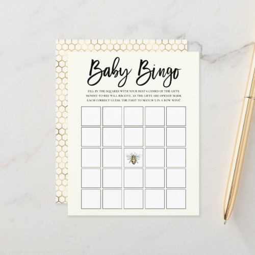 Honey Bee Theme Baby Bingo Game