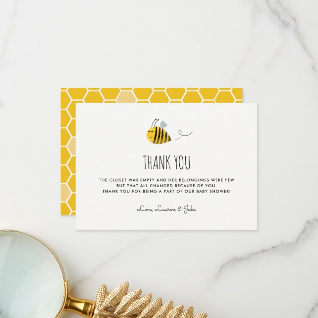 Honey Bee Theme Baby Shower Thank You Cards | Zazzle