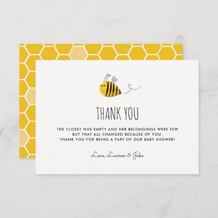 Honey Bee Theme Baby Shower Thank You Cards | Zazzle