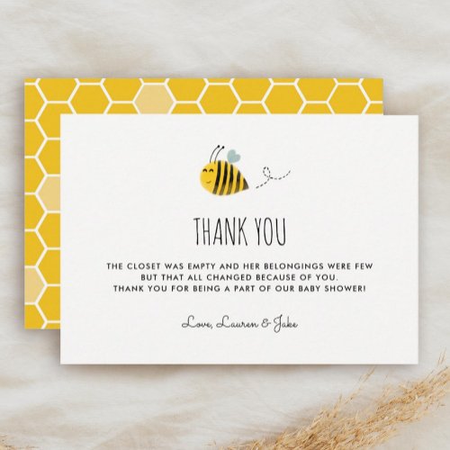 Honey Bee Theme Baby Shower Thank You Cards