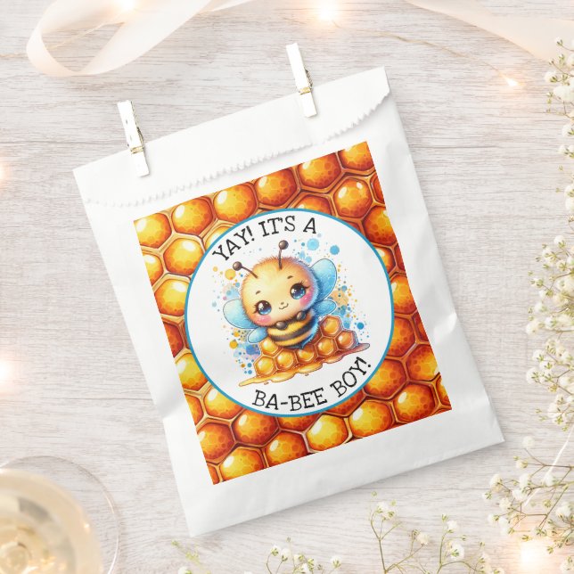 Honey bee themed Boy's Baby Shower  Favor Bag (Clipped)