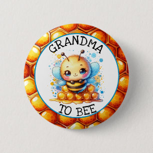 Honey bee themed Boy's Baby Shower Grandma to be Button