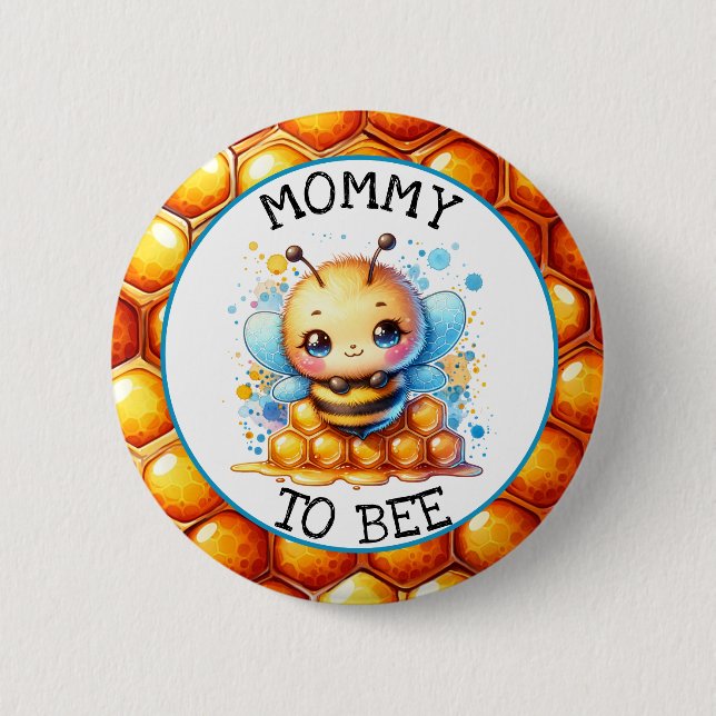 Honey bee themed Boy's Baby Shower Mom to be Button (Front)