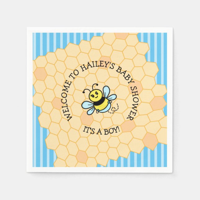 Honey Bee Themed Boy's Baby Shower  Napkins (Front)