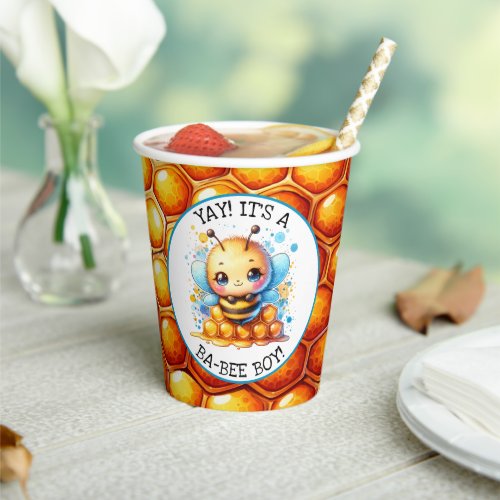 Honey bee themed Boys Baby Shower  Paper Cups