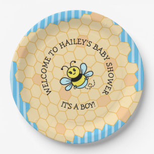 Honey Bee Themed Boy's Baby Shower Paper Plates