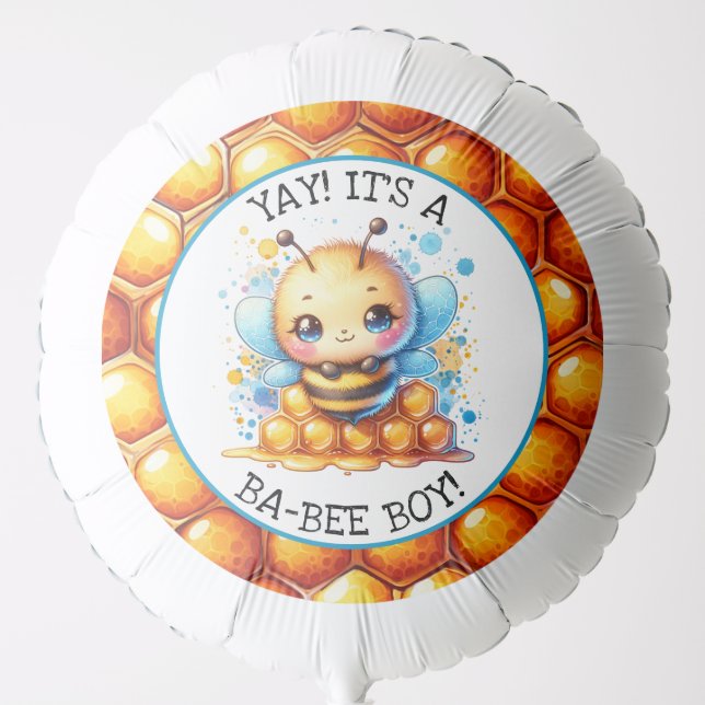 Honey bee themed Boy's Baby Shower Personalized Balloon (Front)