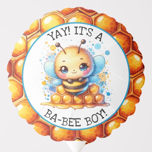 Honey bee themed Boy's Baby Shower Personalized Balloon (Front)