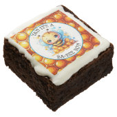 Honey bee themed Boy's Baby Shower Personalized Brownie (Angled)