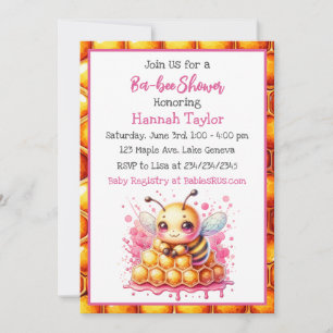 Honey bee themed Girl's Baby Shower Invitation