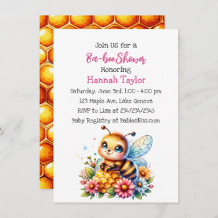 Honey bee themed Girl's Baby Shower Invitation