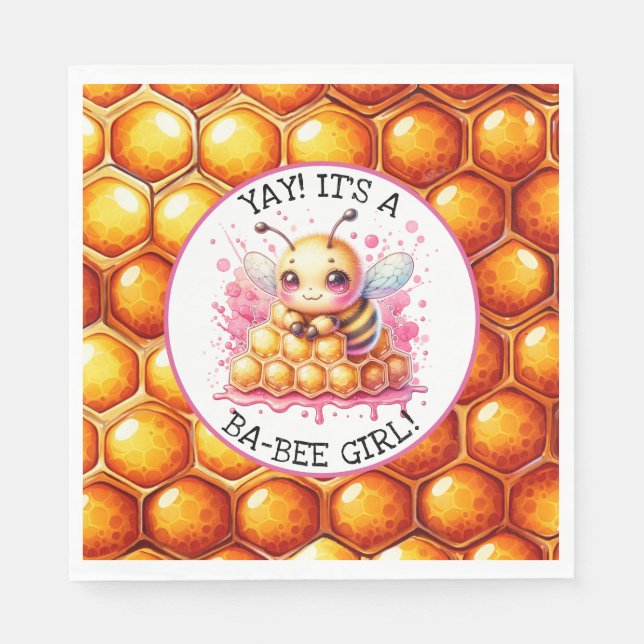 Honey bee themed Girl's Baby Shower  Napkins (Front)