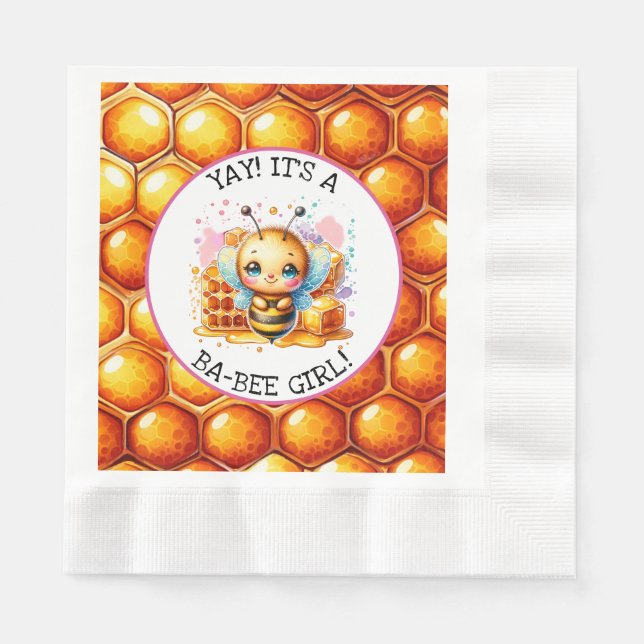 Honey bee themed Girl's Baby Shower  Napkins (Front)