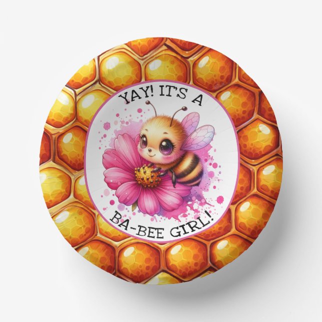 Honey bee themed Girl's Baby Shower  Paper Bowls (Front)